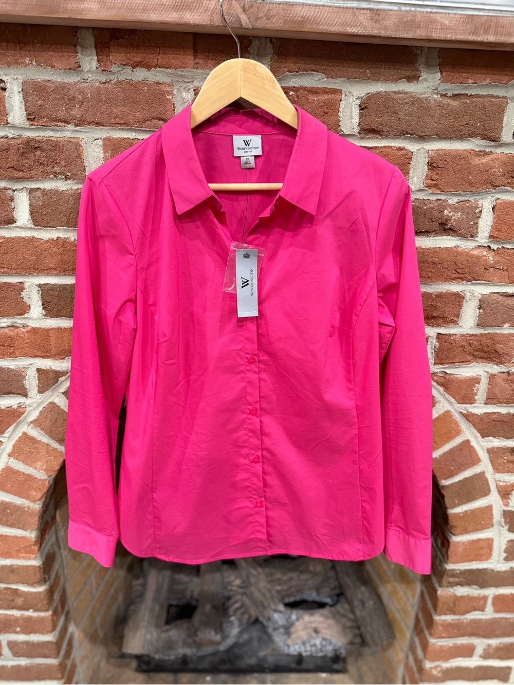 Worthington Women's Hot Pink Button-Down Shirt